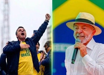 Fl&aacute;vio Bolsonaro e Lula  -  (crédito:  Miguel SCHINCARIOL / AFP - Ricardo Stuckert / PR)