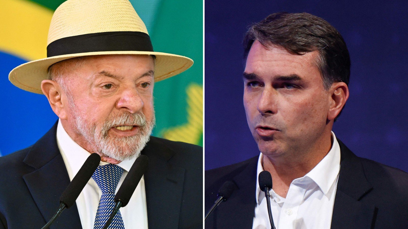 Pesquisa Palver aponta Lula e Fl&aacute;vio Bolsonaro em empate t&eacute;cnico para o segundo turno da elei&ccedil;&atilde;o presidencial de 2026 -  (crédito:  Sergio Lima e Evaristo SA / AFP)