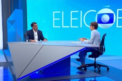 Flávio Bolsonaro em sabatina no Jornal Nacional -  (crédito: TV Globo)