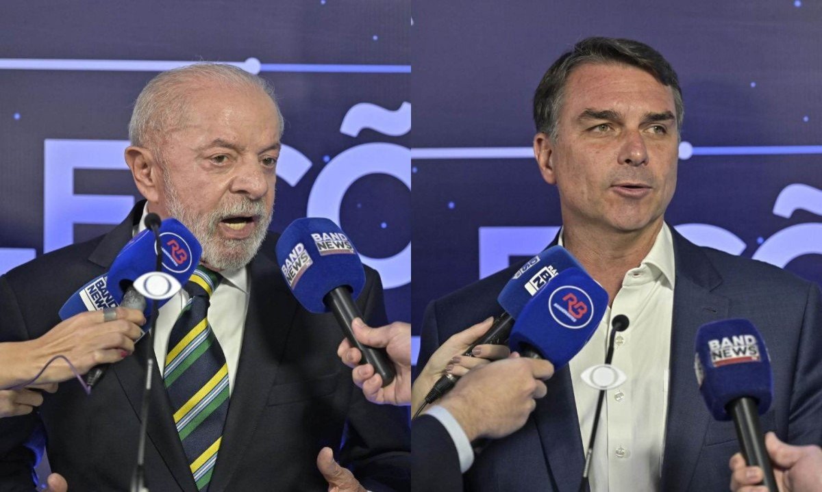 Presidente Lula (PT) e senador Flávio Bolsonaro (PL) participam de debate neste domingo (18/10) - (crédito: Renato Pizzutto/Band)