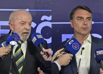 Presidente Lula (PT) e senador Flávio Bolsonaro (PL) participam de debate neste domingo (18/10) -  (crédito: Renato Pizzutto/Band)