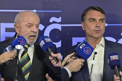 Presidente Lula (PT) e senador Flávio Bolsonaro (PL) participam de debate neste domingo (18/10) -  (crédito: Renato Pizzutto/Band)