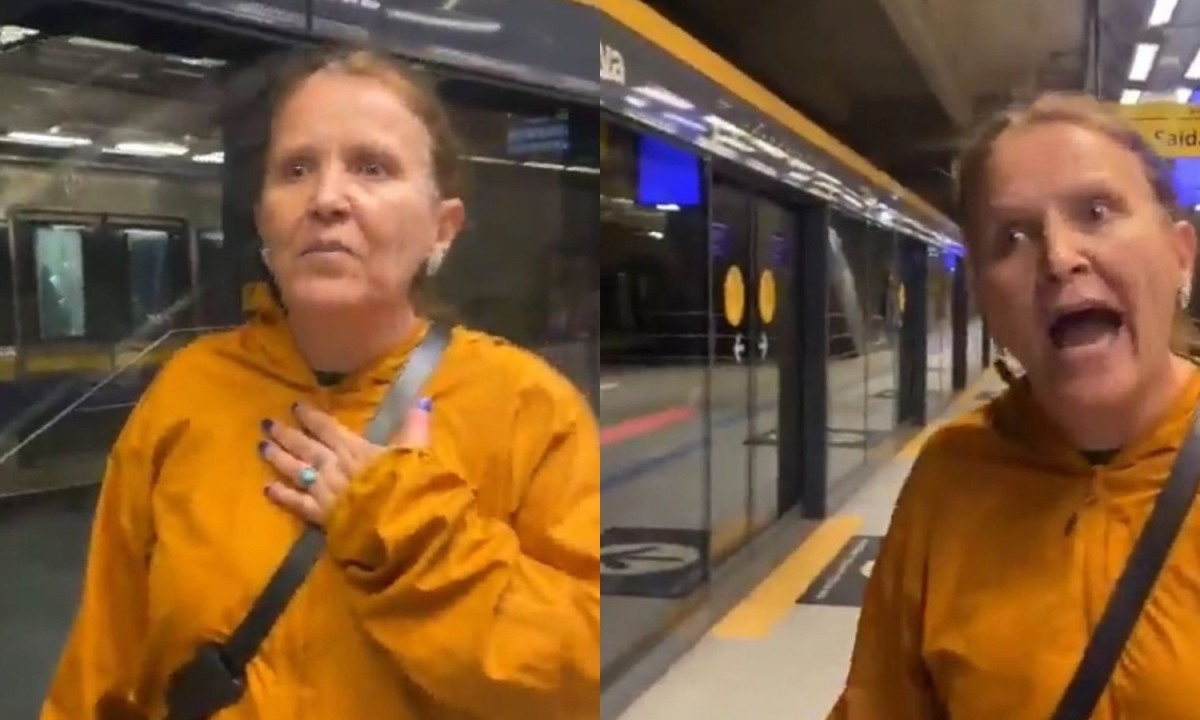 Mulher bolsonarista é flagrada proferindo ofensas racistas e homofóbicas em estação de metrô de São Paulo, gerando denúncias por injúria racial - (crédito: Reprodução / Redes sociais @nat.boulos)