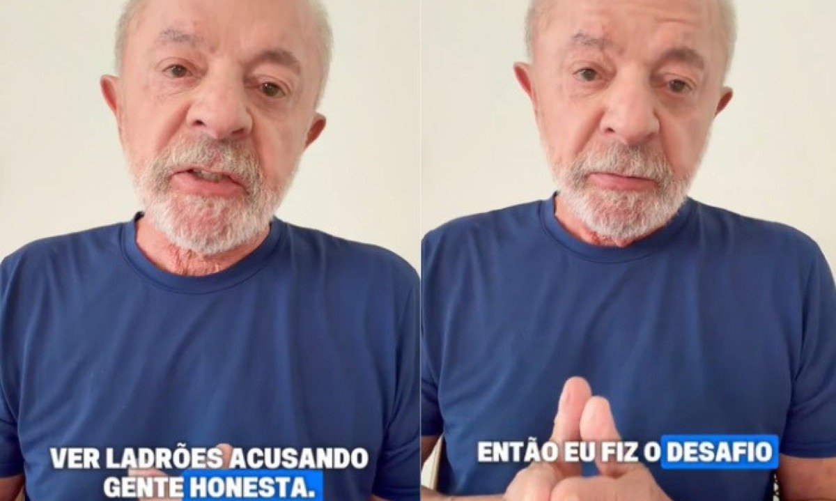 No vídeo, Lula retomou o desafio feito durante o debate entre os dois candidatos no domingo (18/10) - (crédito: Redes Sociais/Reprodução)