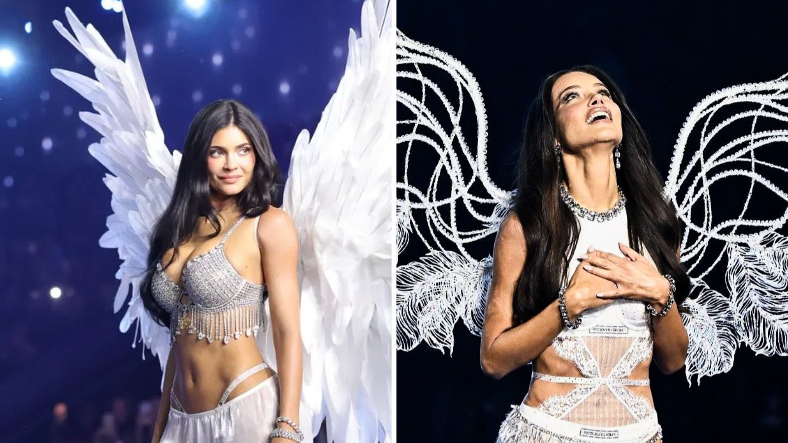 Kylie Jenner (esq.) em sua estreia e Adriana Lima em momento emocionante marcam o Victoria's Secret Fashion Show 2026 - (crédito: Redes sociais)
