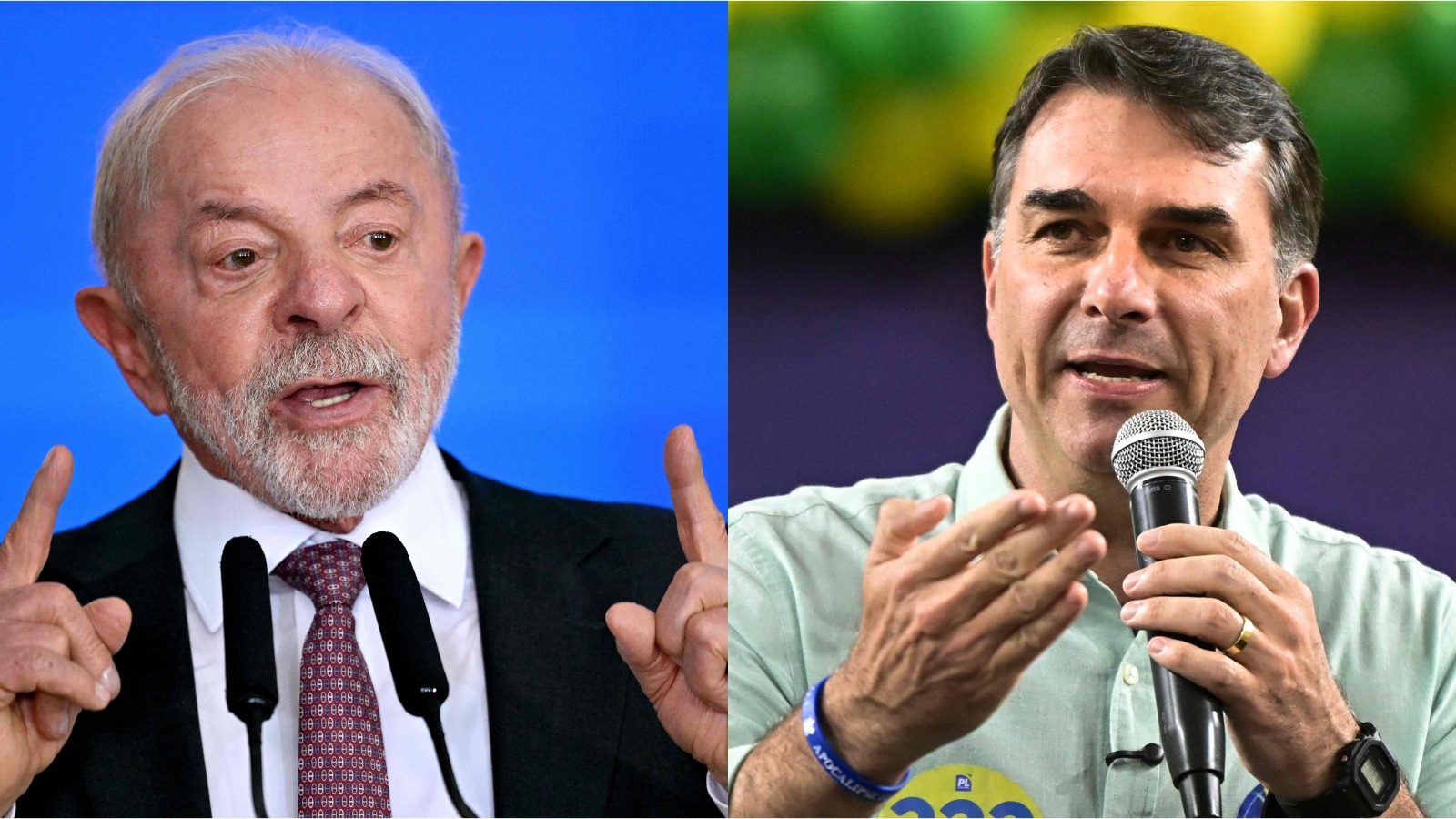 Lula e Flávio Bolsonaro disputam 2º turno com empate técnico nas intenções de voto, aponta pesquisa Real Time Big Data - (crédito: Evaristo Sa e Gledston Tavares / AFP)