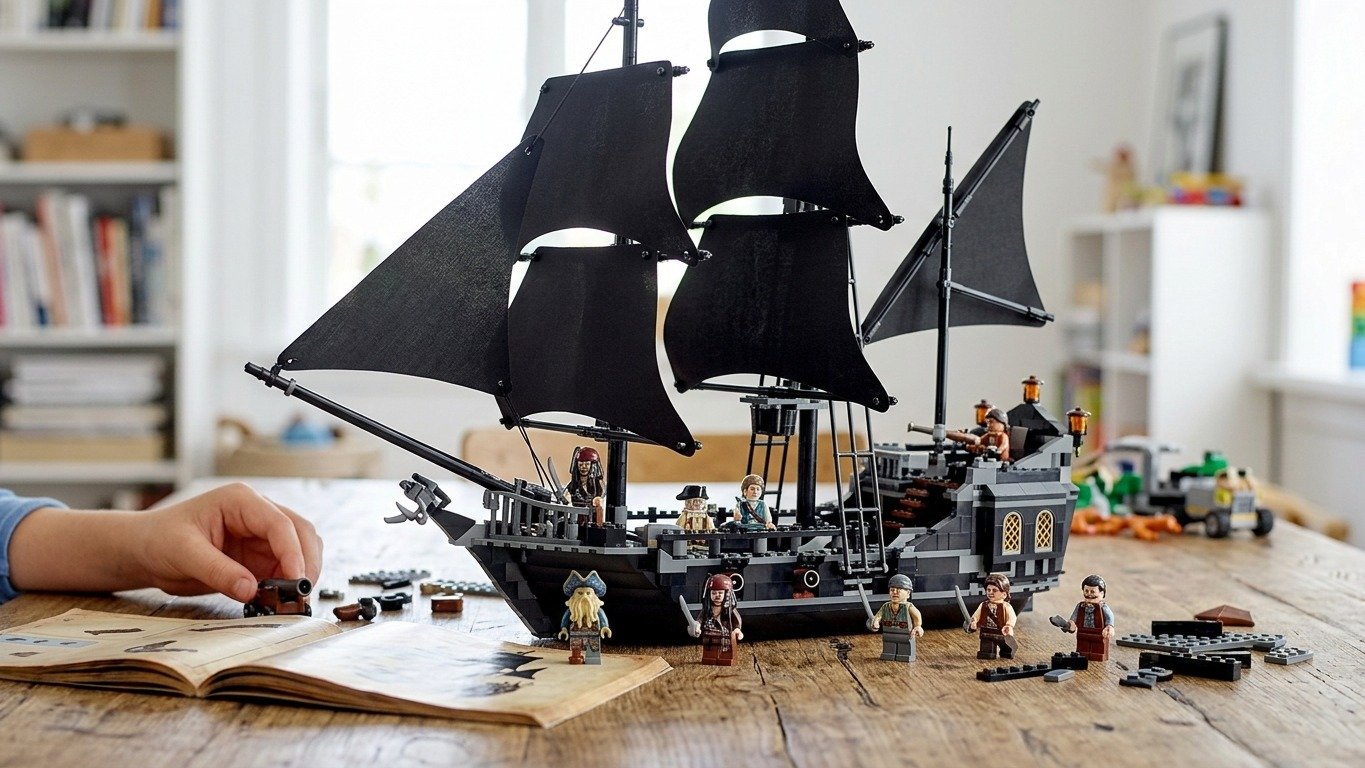 Um conjunto LEGO do navio P&eacute;rola Negra, tema de achados raros por colecionadores e valorizado no mercado secund&aacute;rio -  (crédito: Imagem ilustrativa gerada por IA)