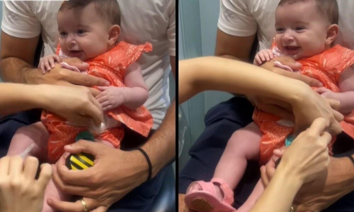 Bebê de 4 meses cai na risada ao tomar vacina e encanta a web com reação; vídeo - (crédito: Tupi)