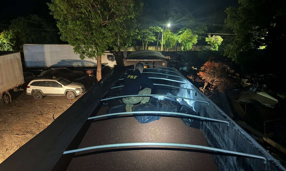 Policiais federais encontraram a droga no compartimento de carga da carreta e prenderam o motorista em flagrante - (crédito: PRF/Divulgação)
