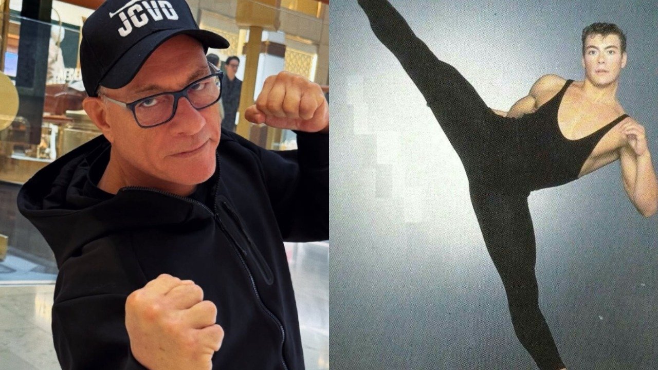 Jean-Claude Van Damme, o astro das artes marciais, exibe a elasticidade que marcou sua carreira, moldada pelo karat&ecirc; e bal&eacute; -  (crédito: Reprodu&ccedil;&atilde;o/Instagram)