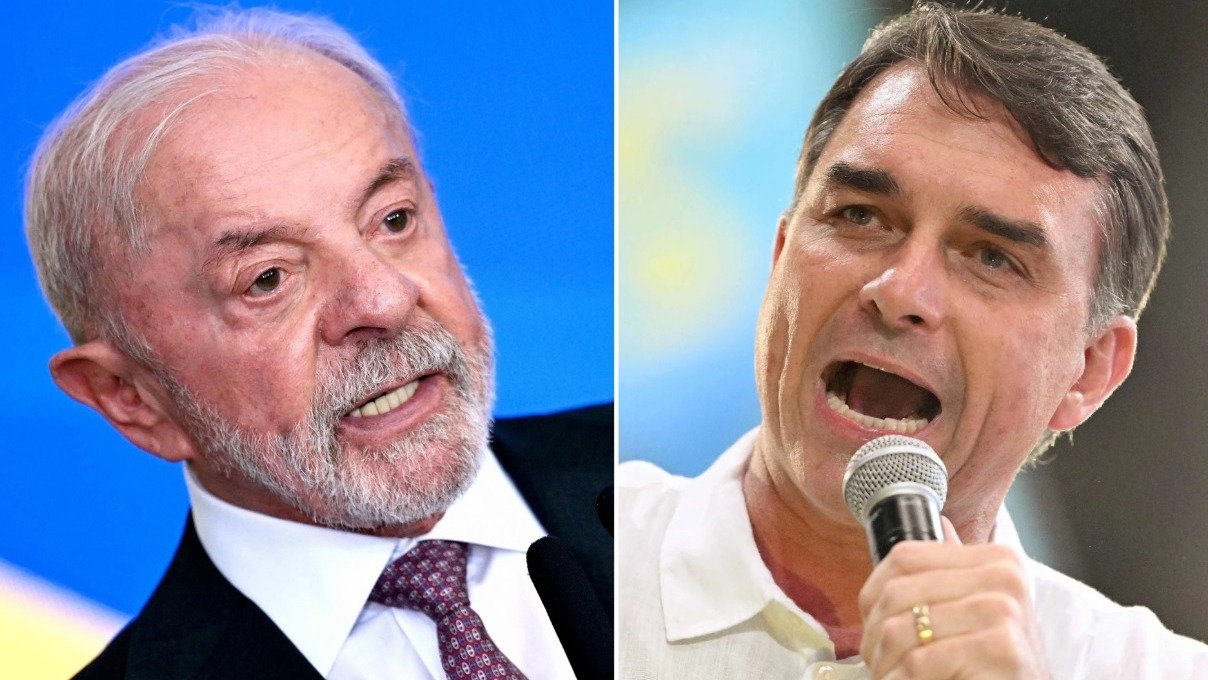 Lula e Fl&aacute;vio Bolsonaro intensificam a campanha eleitoral com agendas em Minas Gerais e outros estados na reta final antes do segundo turno -  (crédito: Evaristo SA e Mauro PIMENTEL / AFP)