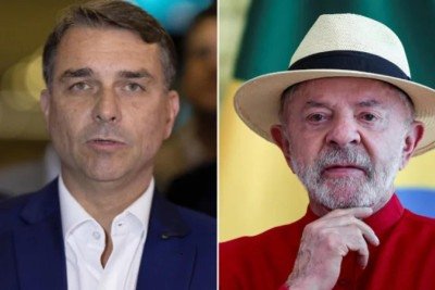 Flávio Bolsonaro e Lula puderam circular livremente no palco durante debate da Band, o que proporcionou momentos intensos de confronto  -  (crédito: Reuters)
