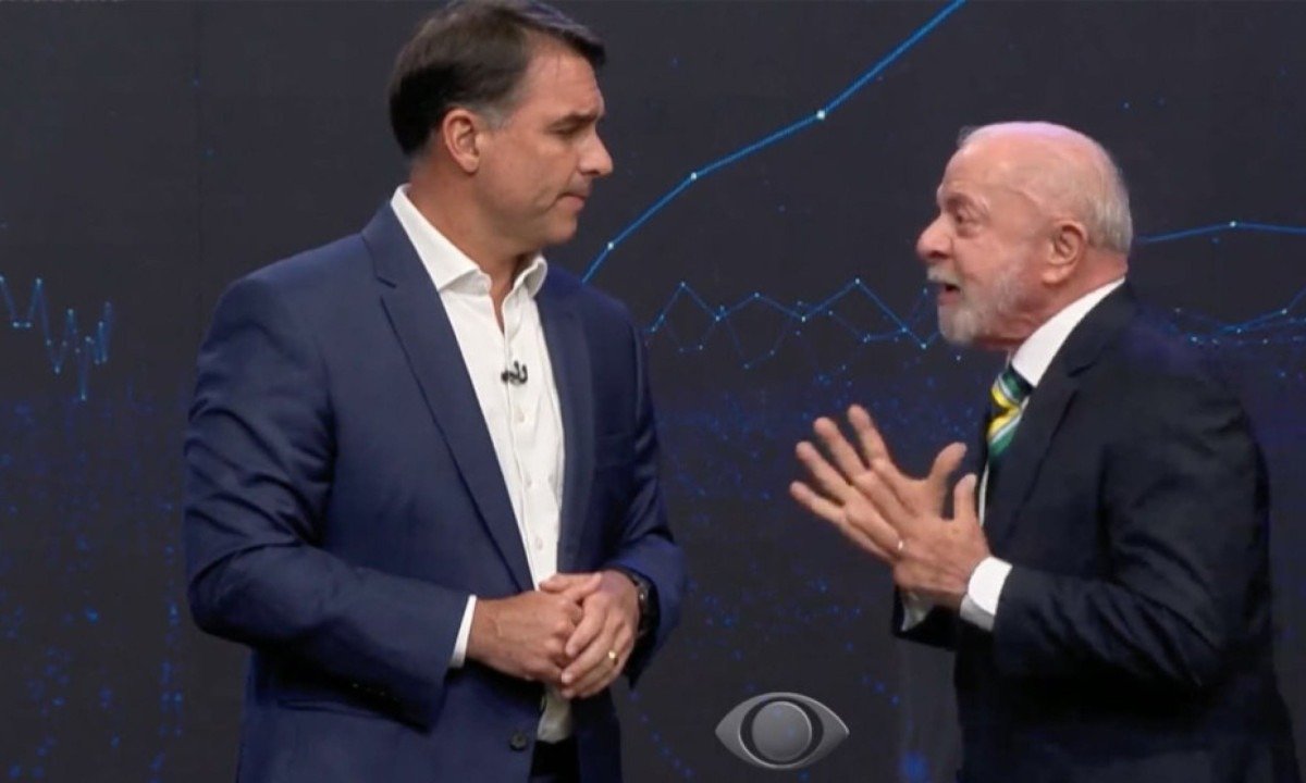 ‘Keep calm’: o medo de errar de Flávio e Lula no debate da Globo - (crédito: Foto: Reprodução/Band)