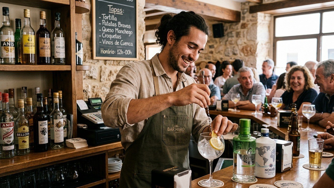 Mario P&eacute;rez comanda o Bar Haro, empreendimento que busca dar vida a um povoado em Cuenca e homenageia sua fam&iacute;lia -  (crédito: Imagem ilustrativa gerada por IA)