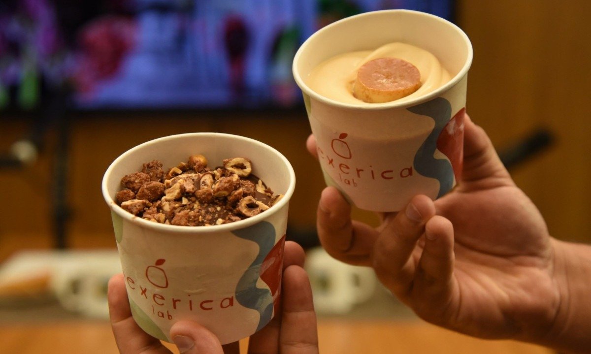 Avelã crocante e pudim: sabores que podem ser encontrados na sorveteria Mexerica Lab, que não tem cardápio fixo Avelã crocante e pudim: sabores que podem ser encontrados na sorveteria Mexerica Lab, que não tem cardápio fixo