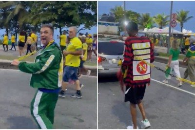 Gravação foi feita durante manifestação na Barra da Tijuca, no Rio de Janeiro  -  (crédito: Reprodução)