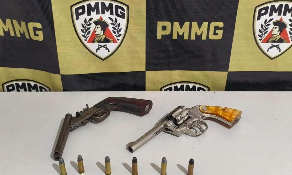 Duas armas e munições foram apreendidas pela Polícia Militar durante as buscas pelos suspeitos - (crédito: PMMG/Divulgação)