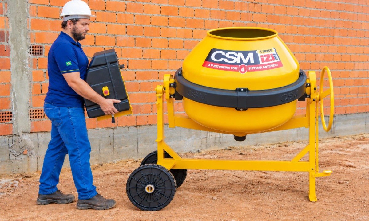 CSM lança betoneira IZI MAX com sistema antifurto e motor removível - (crédito: PulseBrand)