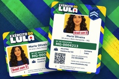 Site emite carteirinha de soldado do exército do Lula e pede doação em Pix.  -  (crédito: Reprodução/site)