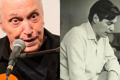 O cantor Z&eacute; Luiz Mazziotti e o maestro Tom Jobim (&agrave; direita), cuja obra ser&aacute; homenageada pelo int&eacute;rprete paulista em show gratuito em Belo Horizonte. -  (crédito: Divulga&ccedil;&atilde;o e Arquivo EM)