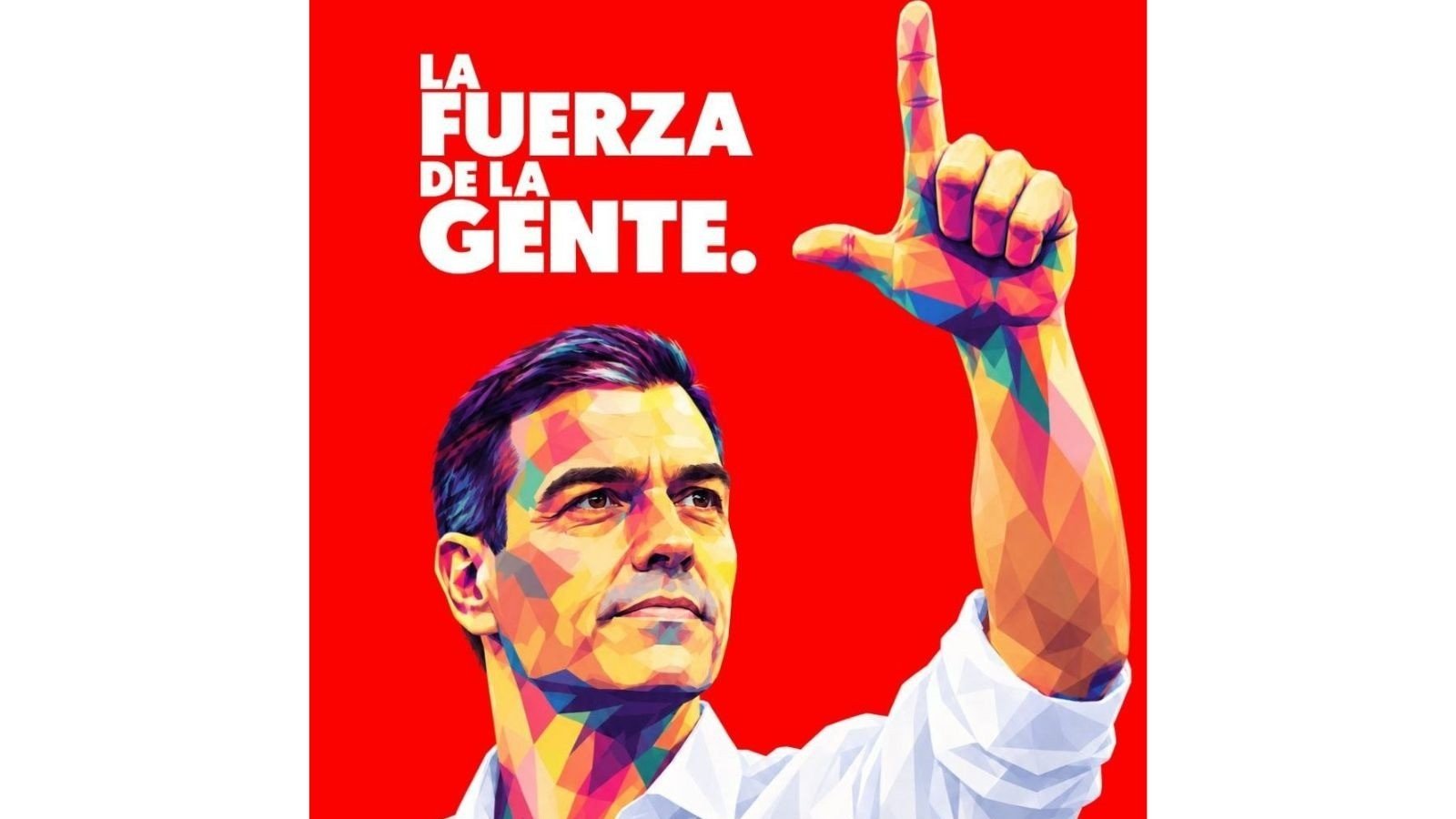 O presidente espanhol Pedro S&aacute;nchez adota o gesto do 'L' e o lema 'A for&ccedil;a da gente' em sua campanha eleitoral -  (crédito: Redes sociais)