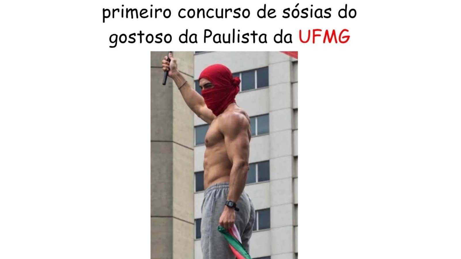 Concurso de s&oacute;sias do 'Gostoso da Paulista' na UFMG, um evento viralizado na internet -  (crédito: Instagram/ dabio.ufmg)