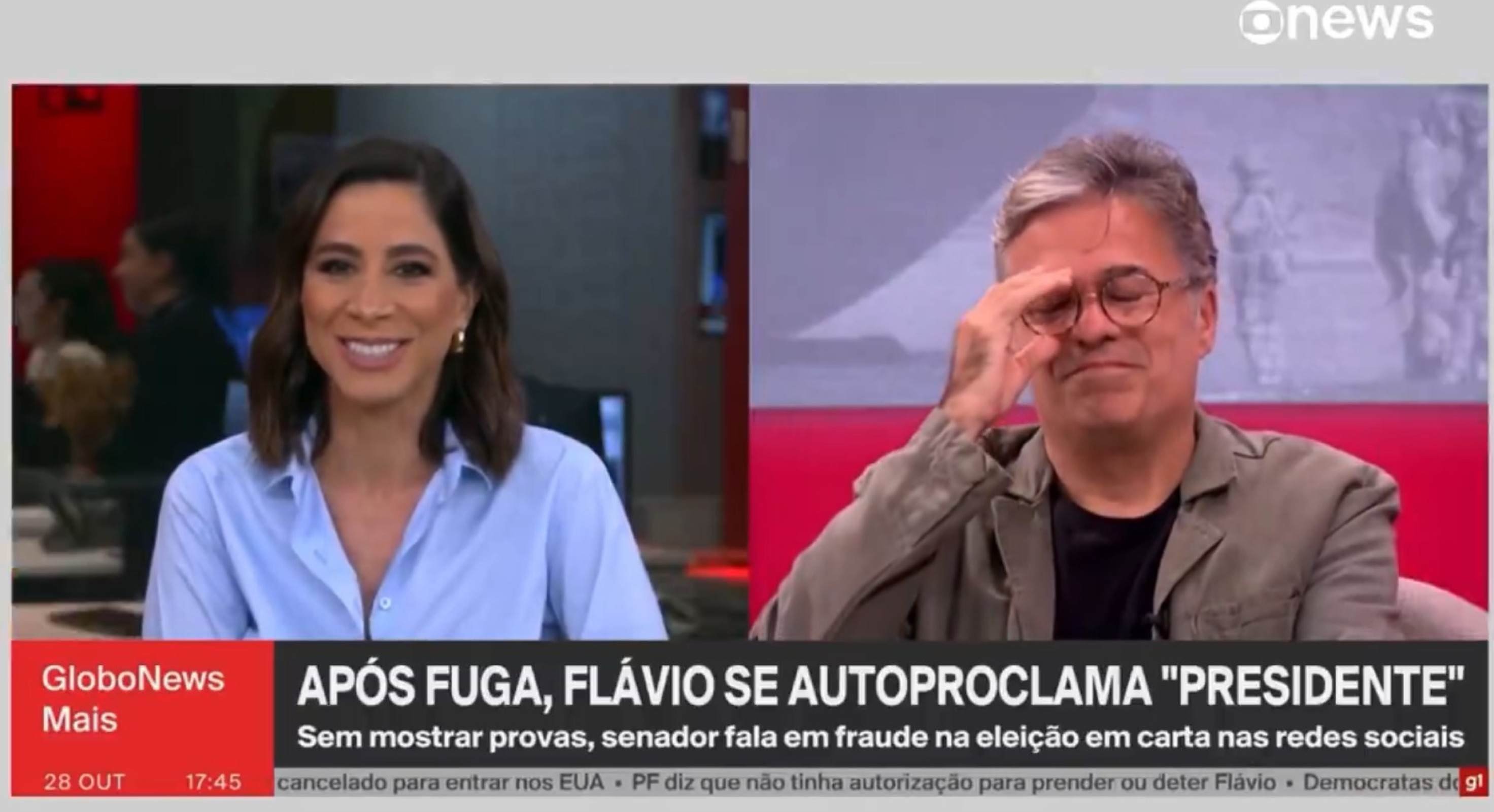 Jornalista da GloboNews cai na risada com a carta de Flávio Bolsonaro
