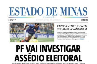 CONFIRA A CAPA DO ESTADO DE MINAS DO DIA 30/10/2026