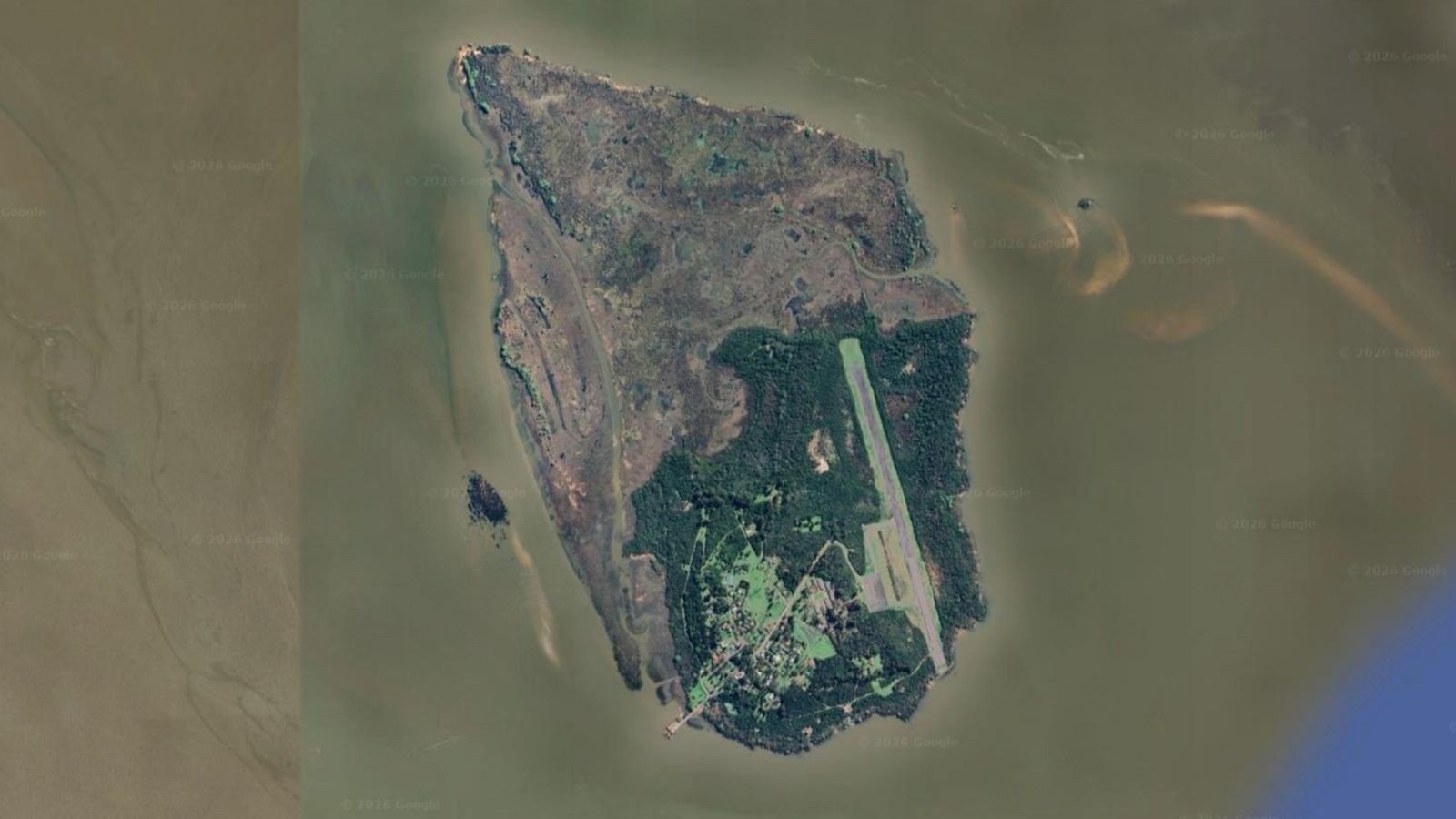 A ilha Mart&iacute;n Garc&iacute;a, no Rio da Prata, palco de uma fronteira terrestre incomum entre Argentina e Uruguai -  (crédito: Reprodu&ccedil;&atilde;o/Google Maps)