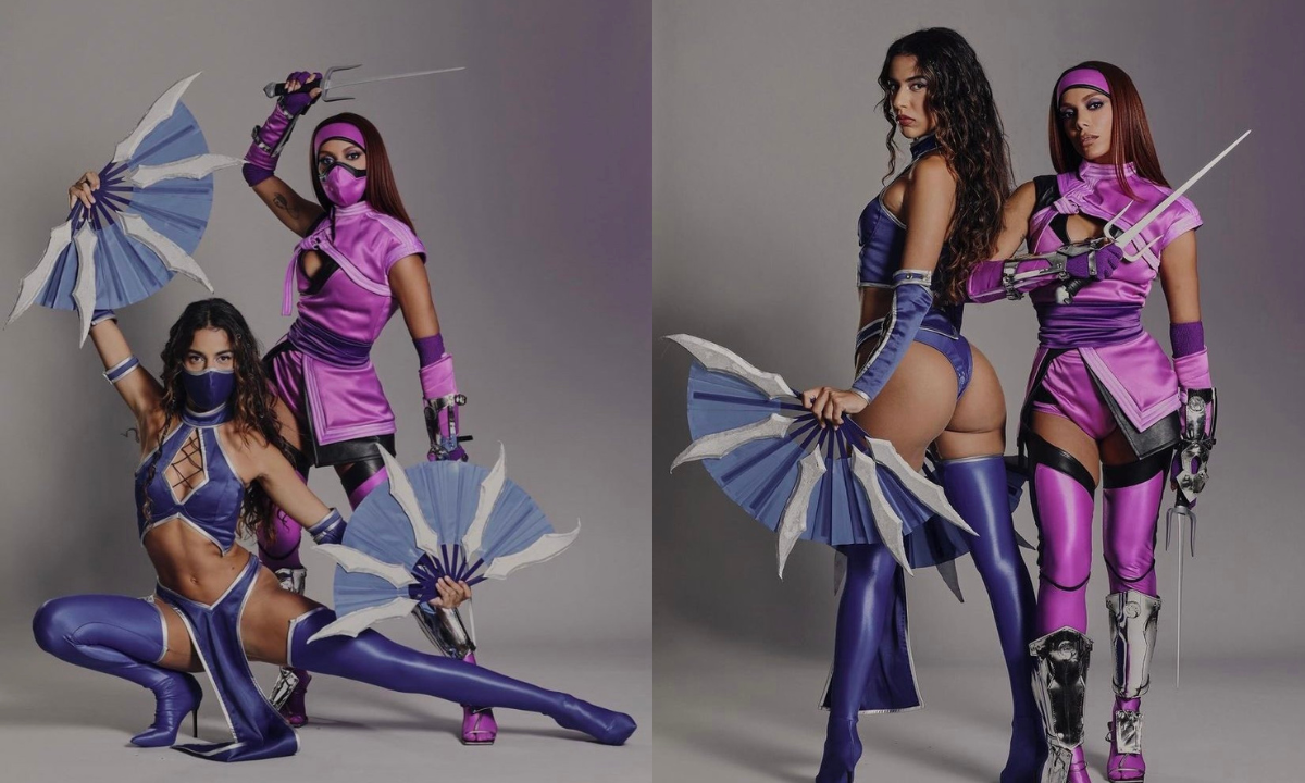 As cantoras Marina Sena e Anitta fantasiadas de personagens do game "Mortal Kombat"