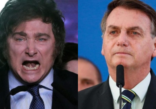 Milei foi eleito com 55% dos votos, mesmo percentual da eleição de Bolsonaro à presidência do Brasil, em 2018 -  (crédito: Montagem/Getty Images e Alan Santos/PR)