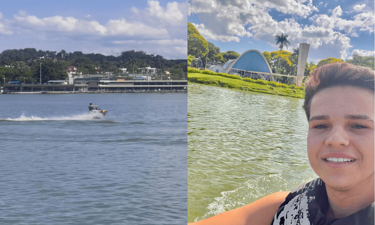 Após andar de jet ski na lagoa da Pampulha, influenciador informou nas redes sociais que estava tomando vermífugo -  (crédito: Reprodução/Redes sociais)