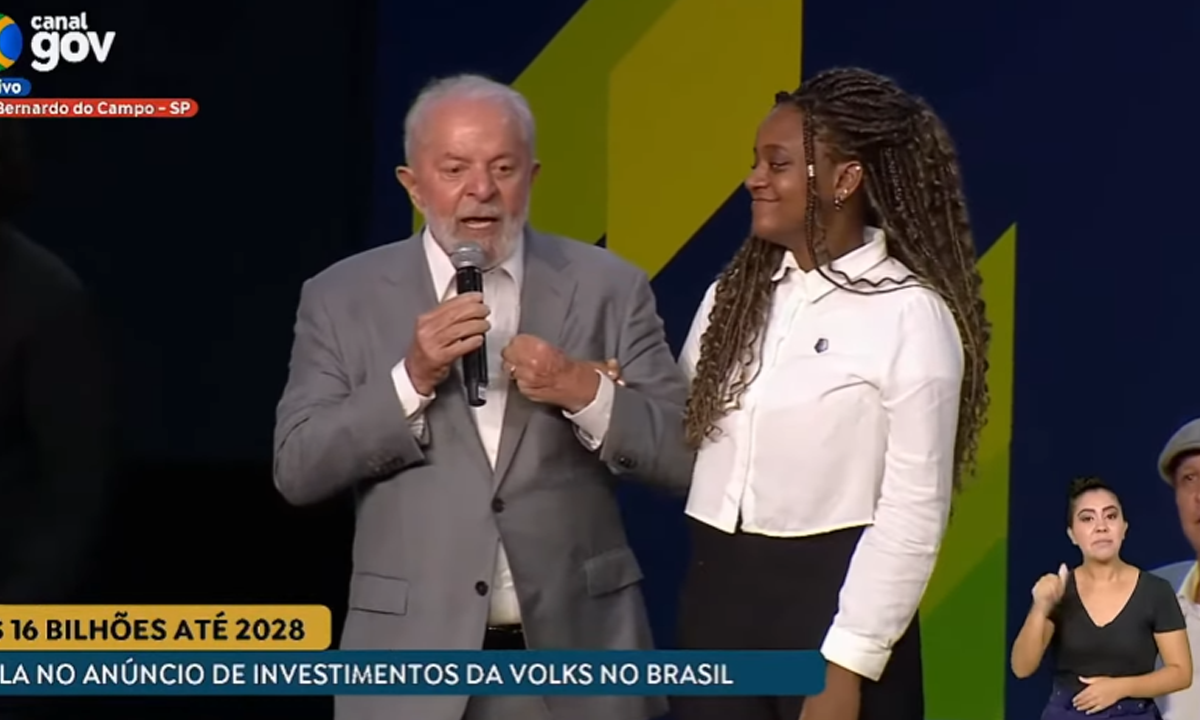 O presidente Lula (PT) durante discurso -  (crédito: Reprodução/Redes Sociais)