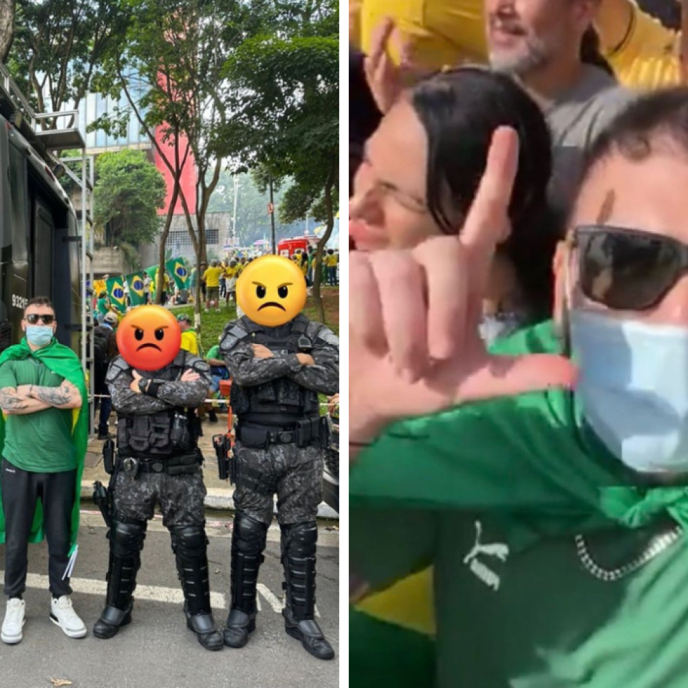 Humorista opositor a Bolsonaro vai a ato na Paulista e faz o 'L