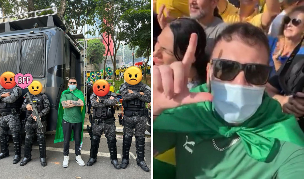 Humorista opositor a Bolsonaro vai a ato na Paulista e faz o ‘L’