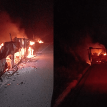 Motorhome com família equatoriana pega fogo durante viagem em Minas - CBMMG