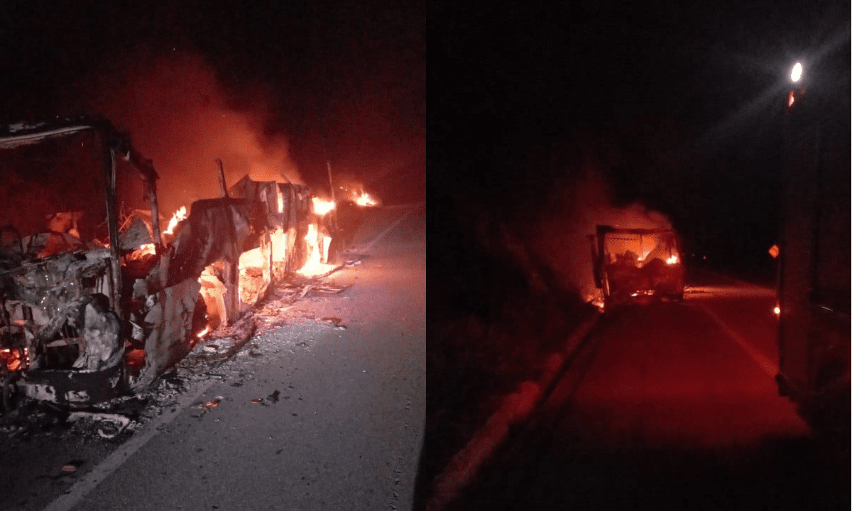 Motorhome com família equatoriana pega fogo durante viagem em Minas