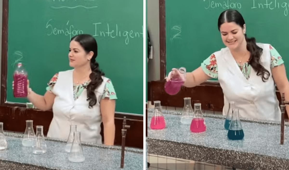 Professora faz chá revelação científico em sala de aula