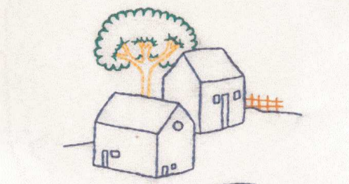Ilustração do artista Rick Rodrigues para o conto 'Afônia', referência às sete casas onde viviam os moradores assassinados por alemães 