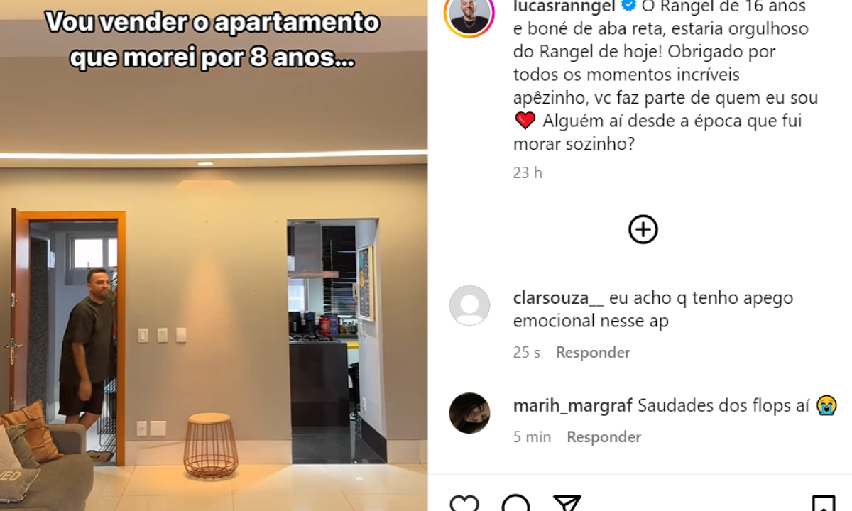 O influenciador digital compartilhou com seus seguidores um vídeo contando sobre a mudança do apartamento -  (crédito: Reprodução/redes sociais)