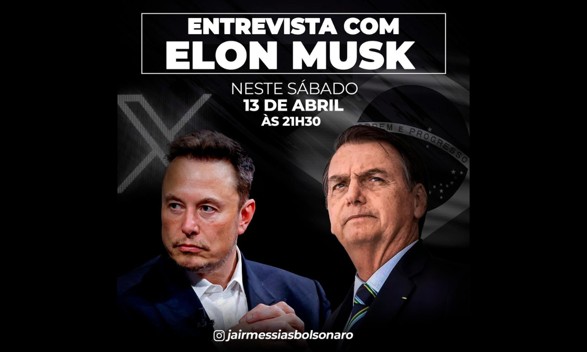 Bolsonaro anuncia entrevista com Elon Musk para este sábado (13/4)