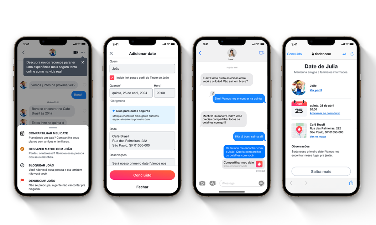Os planos de encontro também são editáveis, então, se os planos mudarem no último minuto, os usuários podem simplesmente atualizar as informações no aplicativo para manter seu círculo informado
 -  (crédito: Tinder/ Reprodução)