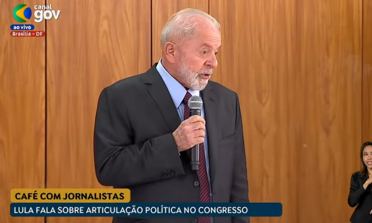 Presidente Lula participa do café da manhã com jornalistas, no Palácio do Planalto -  (crédito: Reprodução/Governo Federal)