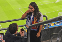 Narradora da Globo é pedida em casamento no Santiago Bernabéu