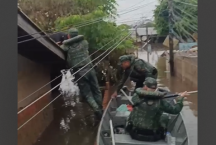 Vídeo mostra militares de Minas resgatando cão ilhado no Rio Grande do Sul
