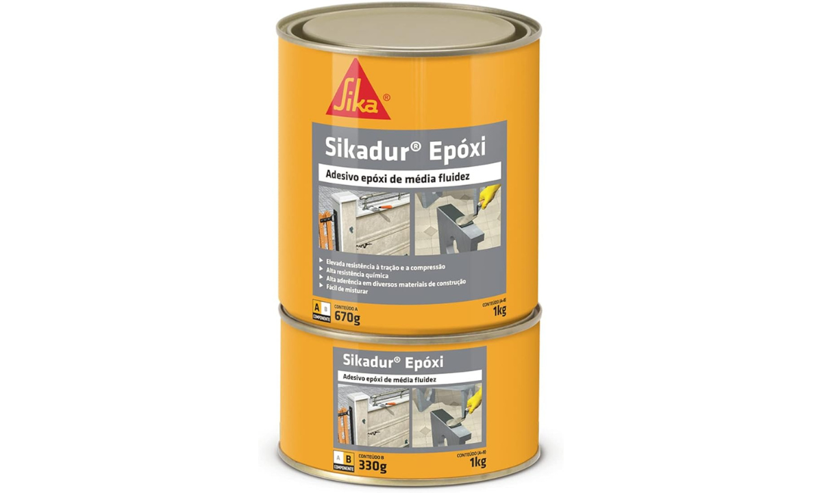 Sika - Adesivo estrutural - Sikadur Epóxi Cinza - Colagem de concreto - Pote de 1Kg 