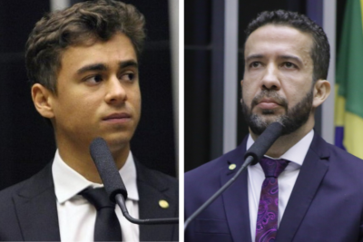 Nikolas Ferreira e AndrÃ© Janones -  (crédito: CÃ¢mara dos Deputados/ReproduÃ§Ã£o)