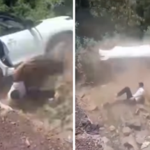 Impressionante: homem escapa de carro durante queda de penhasco - Reprodução / redes sociais