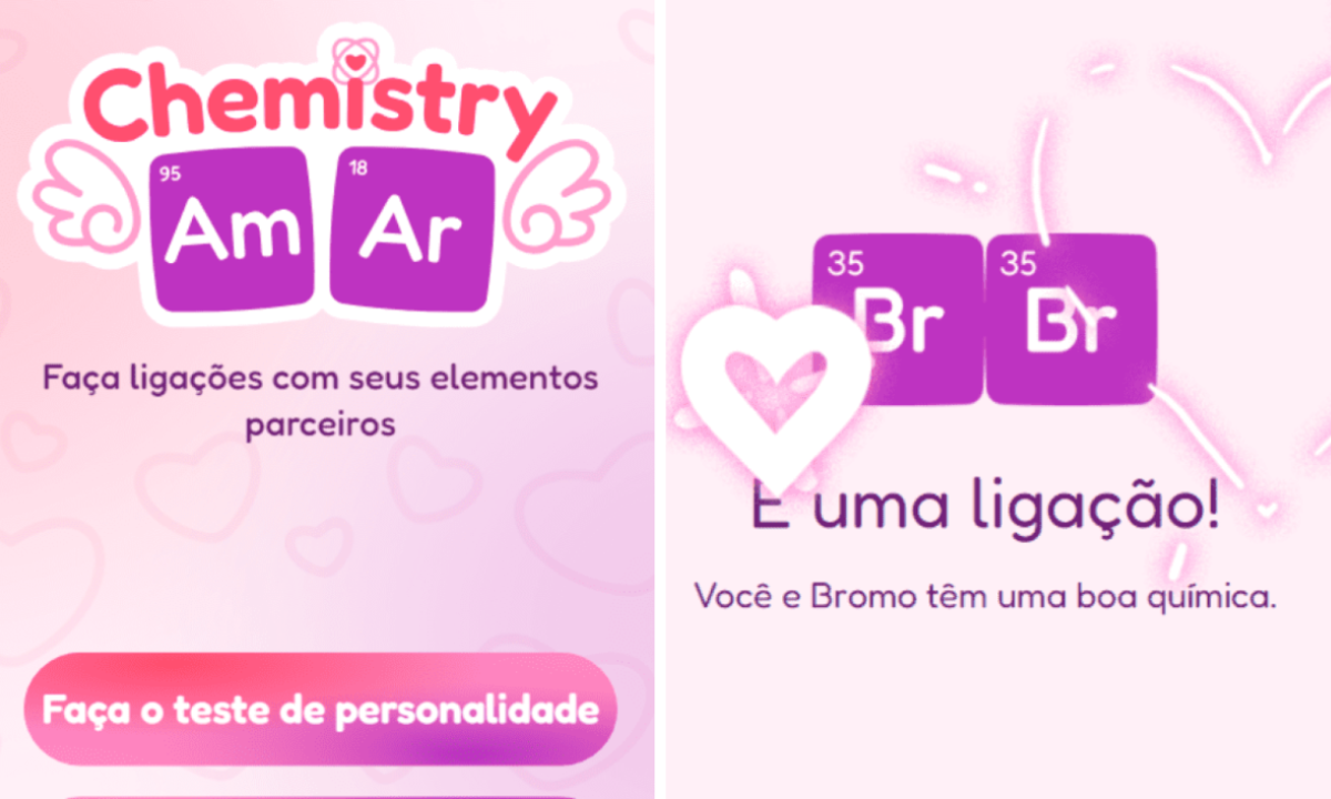 Google comemora dia dos namorados com jogo de química -  (crédito: Google / reprodução)