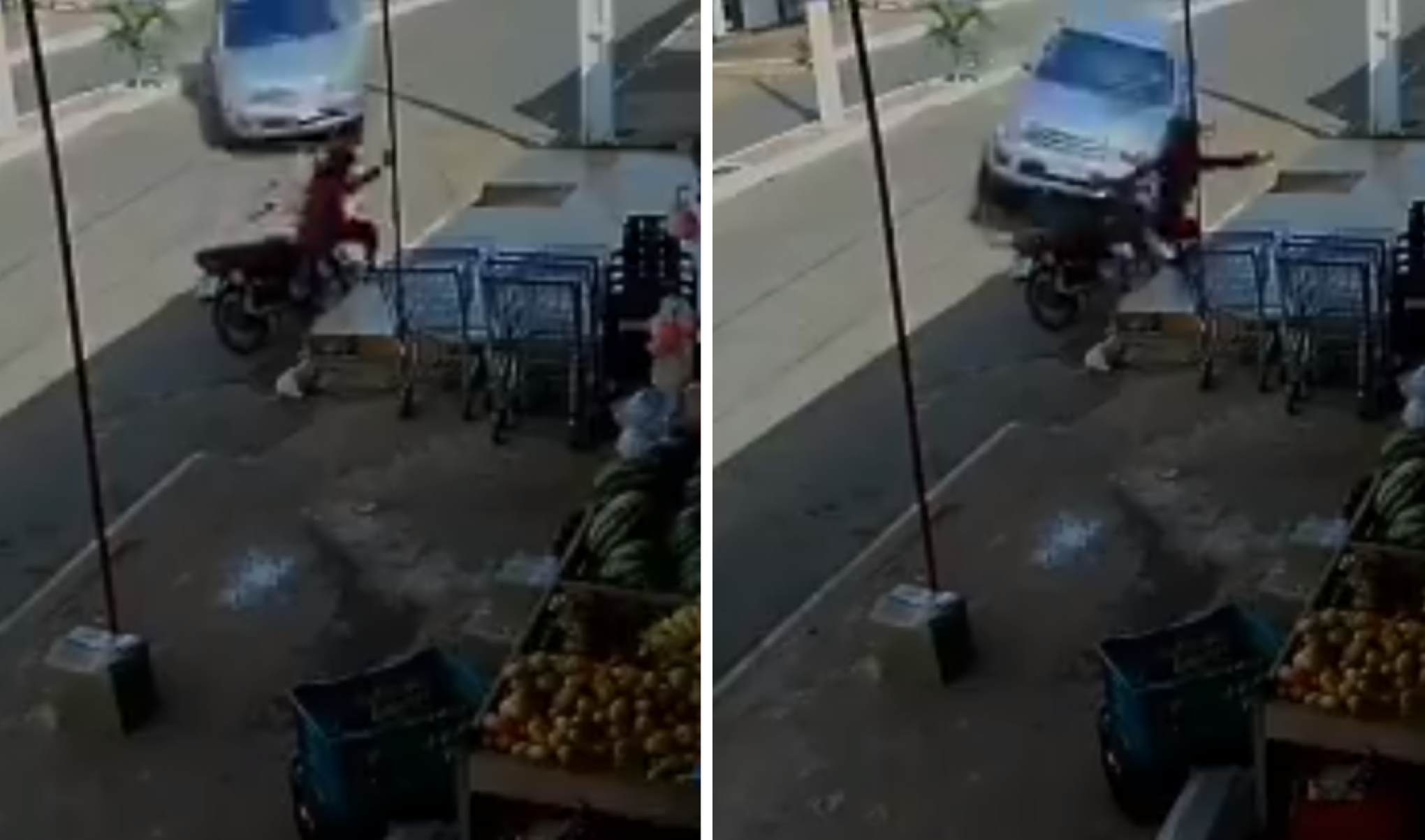 Por um triz: mulher escapa de atropelamento por caminhonete